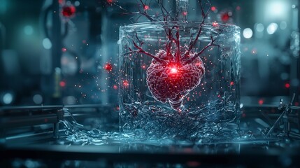 Poster - Innovative organ discovery laboratory setting digital art science close-up view futuristic concept