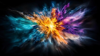 Leinwandbilder - Vibrant color explosion abstract art digital creation visual spectacle dark background dynamic energy