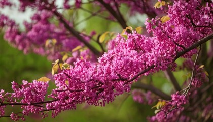 Wall Mural - The camera is focusing on a Eastern Redbud