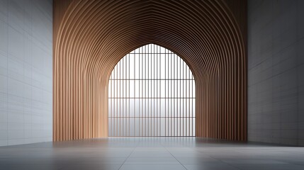Aufkleber - A captivating modern church featuring an intricate wooden lattice structure that creates a mesmerizing play of light and shadow