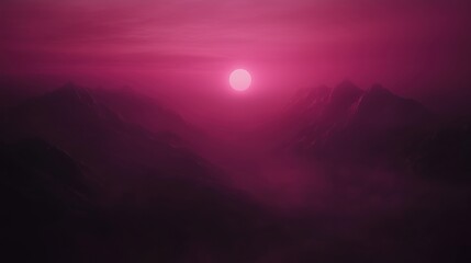 Wall Mural - a stunning pink sunset illuminating the mountain range with a serene atmosphere.