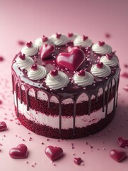 Wall Mural - Red Velvet Cake with Hearts