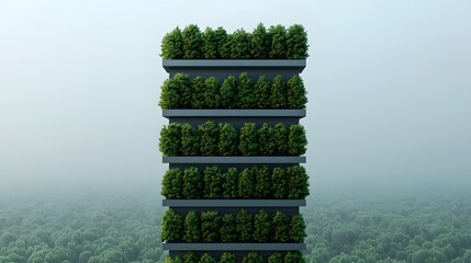 Poster - conceptual eco friendly skyscraper with a vertical forest design powered by renewable energy sources