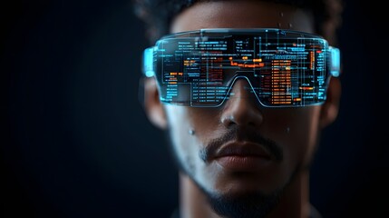 Poster - Conceptual image of a futuristic AI powered holographic employment equity platform that tracks and analyzes job market inclusion workforce diversity and fair pay analytics