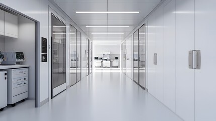 Poster - Cutting Edge Medical Research Facility with Sleek Glass Walls Robotic Automation and Futuristic Laboratories Designed for Innovation and Breakthrough Medical Discoveries