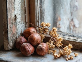 Wall Mural - Window Sill with Nuts