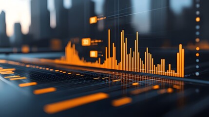 Poster - Futuristic AI driven corporate dashboard displaying holographic data visualizations of real time diversity