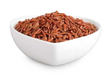 Wall Mural - red rice in a ceramic bowl isolated on white background