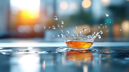 Poster - Oil Droplet Splash in Photorealistic Style