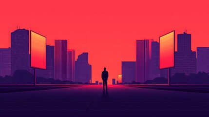 Poster - futuristic cityscape featuring towering skyscrapers sleek modern architecture and captivating hologr