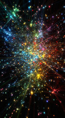 Aufkleber - Abstract colorful network connecting bright spots, representing communication, data transfer, or social connections