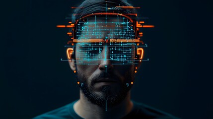Poster - Futuristic cyberpunk inspired showcasing a AI powered mental health awareness campaign with real time holographic emotional well being tracking and personalized therapy assistance for the modern