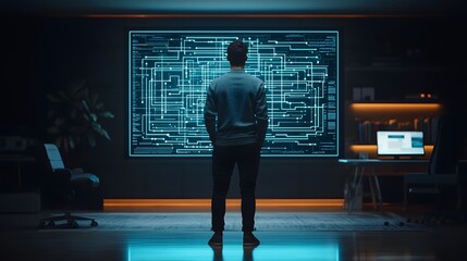 Poster - Futuristic holographic AI powered mental wellness hub displaying real time emotional resilience coaching and personalized digital therapy sessions for optimizing well being and personal development