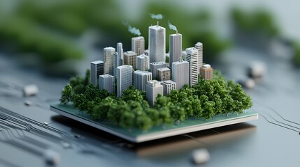 Poster - futuristic holographic dashboard interface for monitoring and managing urban environmental sustainab