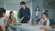 © Leny Studio - Colleagues in office. Angry businessman in meeting room. Business colleagues having disagreement at board meeting problem in office