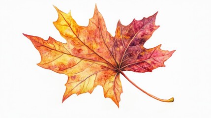 Canvas Print - Watercolor Leaf on White Background