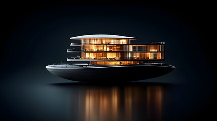 Poster - holographic architecture rendering showcasing a floating 3d urban development model with ultra moder