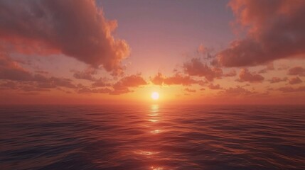 Wall Mural - a beautiful sunset illuminating the sky and reflecting on the tranquil ocean waters.