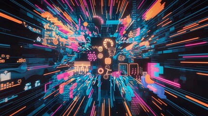 Poster - the concept of digital content, a social network service, streaming video, and nft, which is a non-f