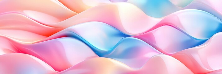 Wall Mural - Colorful waves of pastel hues creating a smooth and serene abstract background.