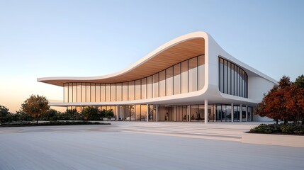 Poster - Innovative and captivating architectural design of a modern cultural center featuring bold asymmetrical elements open air spaces
