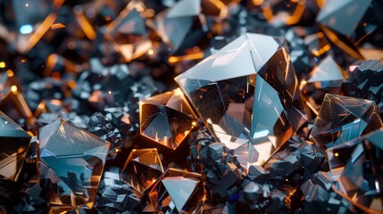 Poster - Stunning close-up of shining crystal formations amidst textured mineral background in vibrant lighting