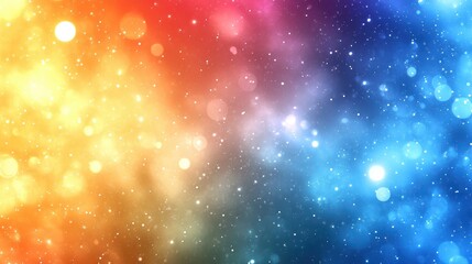 Wall Mural - Colorful bokeh light texture, vibrant hues of orange, blue, and purple, soft glowing abstract background.