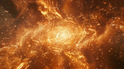 Poster - vibrant galaxy core illuminated by cosmic energy in a swirling mass of stars and gases
