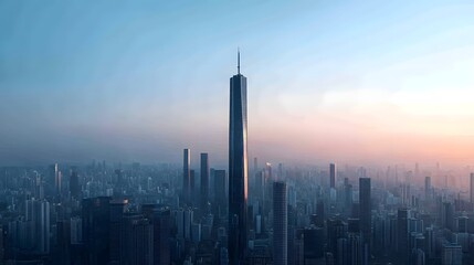 Poster - striking modern tower with intricate twisted architecture and metallic reflections standing tall in 