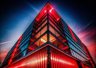 Poster - Dramatic Red Flash on Black Background Architectural Photography