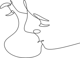 Wall Mural - Line drawing of a man and a woman. Vector illustration in a minimalistic style. Kiss men and women. Hand drawn