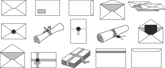 Canvas Print - vintage mail envelope icon set