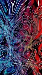Poster - Dynamic flow of vibrant abstract patterns with color transition from red to blue