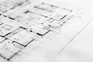 Poster - Architectural design plan on table, generative AI image