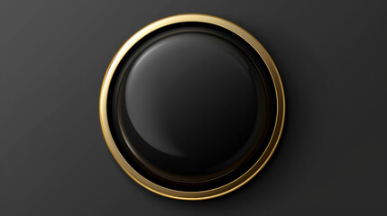 elegant black button with gold rim