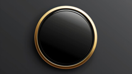 elegant black button with gold rim