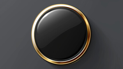 elegant black button with gold rim