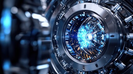 Leinwandbilder - A futuristic looking object with a blue light in the center