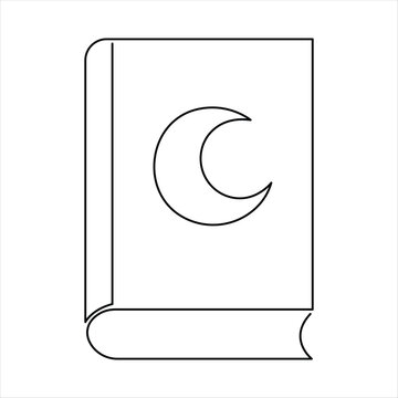 Continuous one line art drawing of open Quran Ramadan concept vector illustration