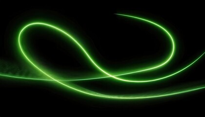 Poster - vibrant green light wave on black background, abstract digital glow, futuristic energy flow, dynamic motion, neon curve

