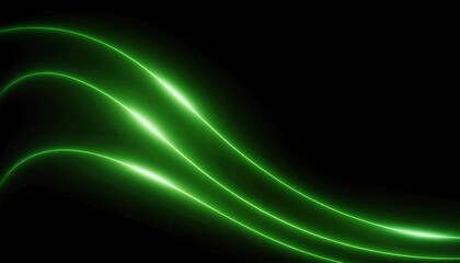 Aufkleber - vibrant green light wave on black background, abstract digital glow, futuristic energy flow, dynamic motion, neon curve

