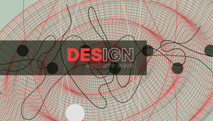 Leinwandbilder - Template for science and technology presentation. Wireframe waves.