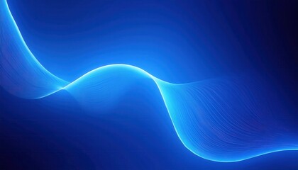Fototapete - abstract blue digital wave, glowing light curve, futuristic technology background, modern minimal design, AI concept


