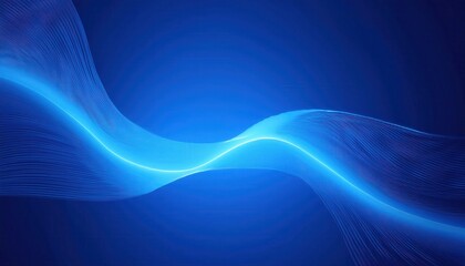 Fototapete - abstract blue digital wave, glowing light curve, futuristic technology background, modern minimal design, AI concept

