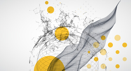 Fototapete - Abstract image of a wireframe sphere with a plexus effect. Science and technology creative theme. Vector.
