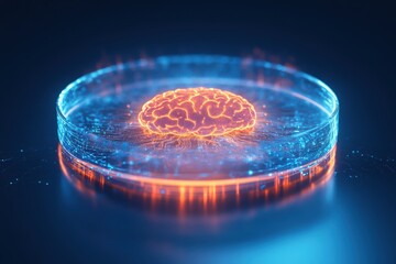 Poster - Artificial intelligence brain growing in petri dish connecting to digital network