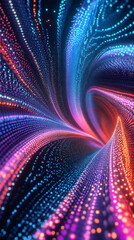 Fototapete - Swirling vortex of colorful particles flowing in digital space, creating an abstract and dynamic visual effect