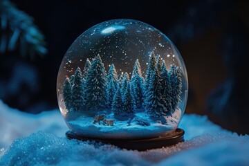 Wall Mural - snow globe on snowy ground