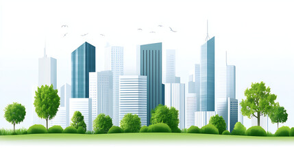 Wall Mural - Modern urban skyline with greenery