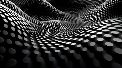 Aufkleber - A black and white image of a wave with many small dots